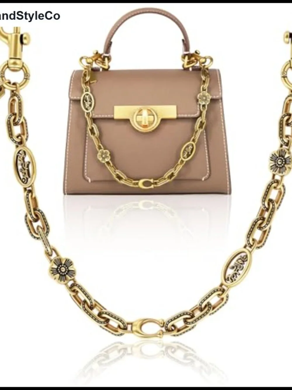 Vintage Gold Bag Chain Charm Set with 3D C Purse Charm